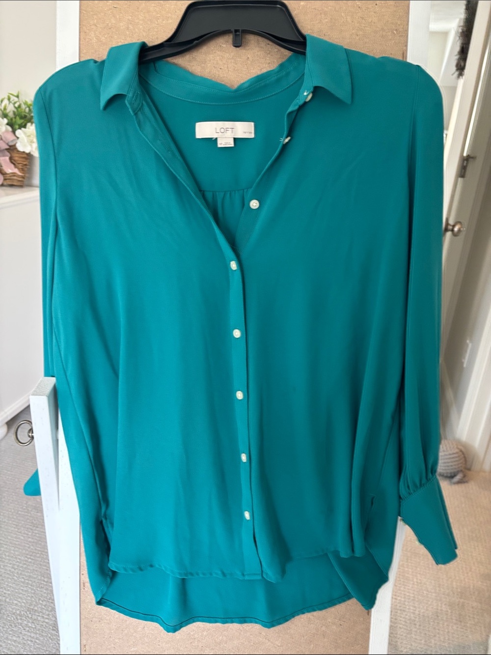 LOFT Teal Green Button-Down Blouse - Women's